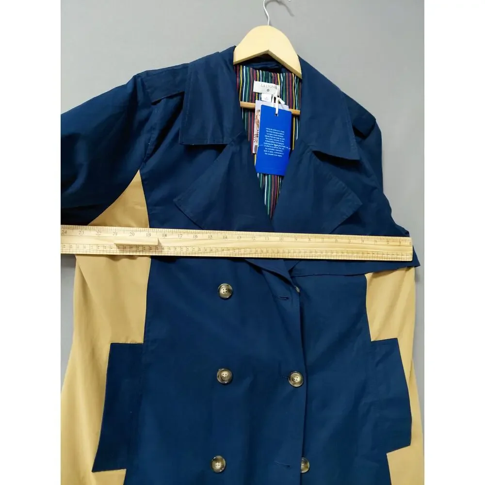 NWT LA LIGNE Blue Colorblock Trench Coat Jacket Women Size 1X
